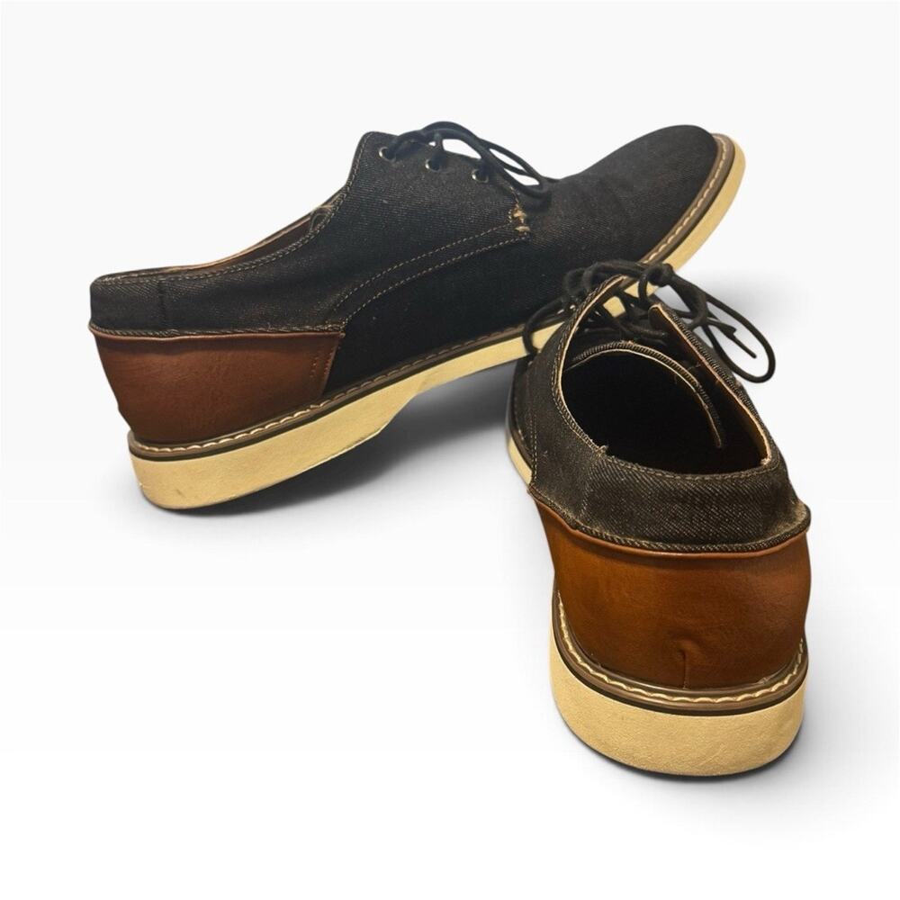 Madden Dynamo Men’s Square Toe Lace-Up Oxford Dress Shoes Black/Brown 11.5